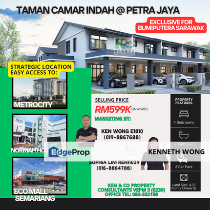 Double Storey Terrace For Sale at Taman Camar Indah, Sarawak, Kuching