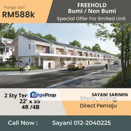 PROJEK RUMAH BARU FREEHOLD 2 TINGKAT DI MERU, KLANG, Selangor, Klang