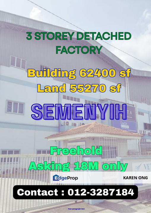 3 Storey Detacted Factory Semenyih Seksyen 5, Selangor, Semenyih