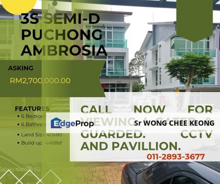 Ambrosia Kinrara Residence 3 Storey Semi D, Gated Guarded, Selangor, Puchong