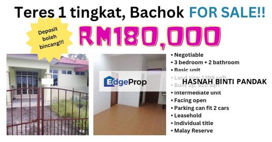 TERES 1 TINGKAT TAMAN JINTAN RAHIMAH BACHOK KELANT, Kelantan, Bachok