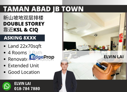 Taman Abad JB Town Double Storey Nearby KSL & CIQ, Johor, Johor Bahru