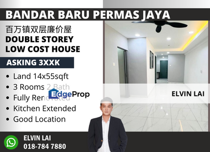 Permas Jaya Double Storey Low Cost House Fully Renovated Near CIQ, Johor, Permas Jaya/Senibong