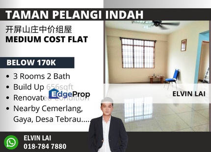 Taman Pelangi Indah Medium Low Cost Flat Renovated Unit, Johor, Ulu Tiram