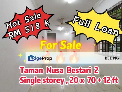 Taman Nusa Bestari 2 ,1st Storey 20x70+12ft land , Johor, Skudai