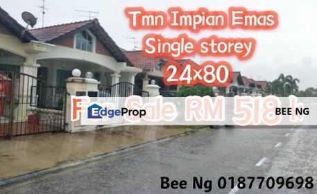 Taman Impian Emas Skudai 1st Storey 24x80 4 bed for sale , Johor, Skudai