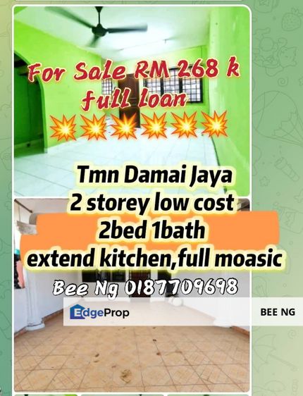 Taman Damai Jaya Skudai 2 storey low cost full extend full loan , Johor, Skudai