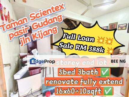 Taman Scientex Pasir Gudang Jalan Kijang 2 storey end lot 5bed full loan , Johor, Pasir Gudang