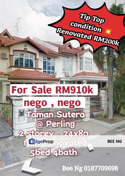 Taman Perling Sutera 2 storey 24x80 tip top condition renovated best deals , Johor, Johor Bahru