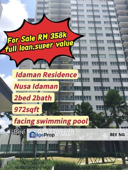 Idaman Residence Taman Nusa Idaman 2 bed  corner lot cheapest full loan , Johor, Nusajaya