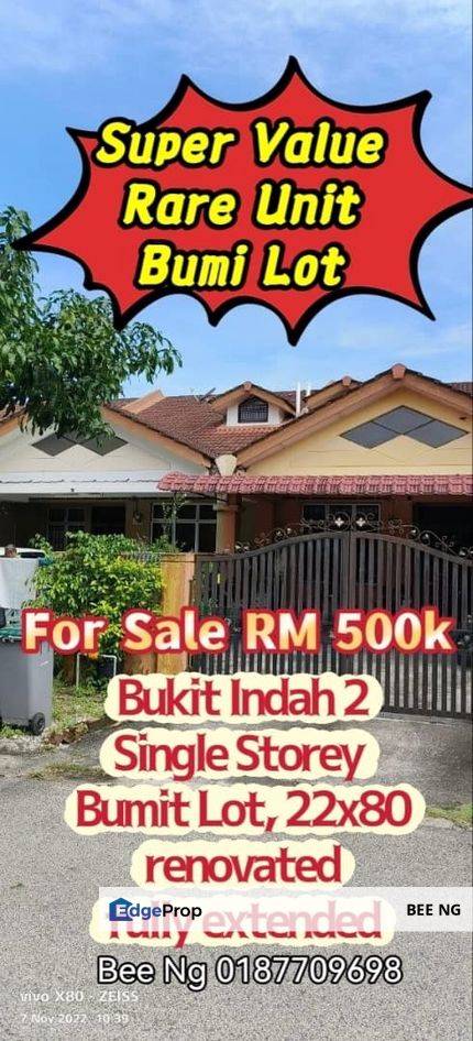 Bukit Indah 2 Iskandar Puteri Single Storey 22x80 Bumi Lot Renovated Good Condition Unblock , Johor, Bukit Indah