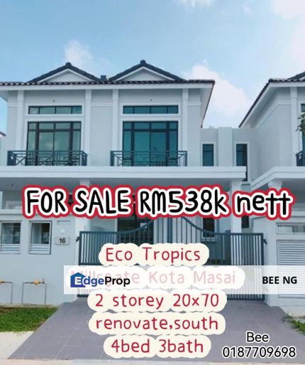 Eco Tropics Millsgate Kota Masai 2 storey 20x70 renovate lowest price, Johor, Pasir Gudang