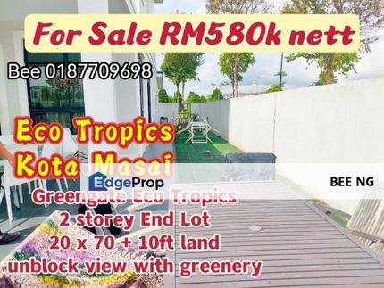 Eco Tropics Greensgate Kota Masai 2 storey 20x70 + end lot 10ft land unblock lowest price, Johor, Pasir Gudang