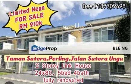 Perling Taman Sutera @ Jalan Ungu 2 storey link house 24x80 fully renovated 5bed 4bath G&G, Johor, Johor Bahru