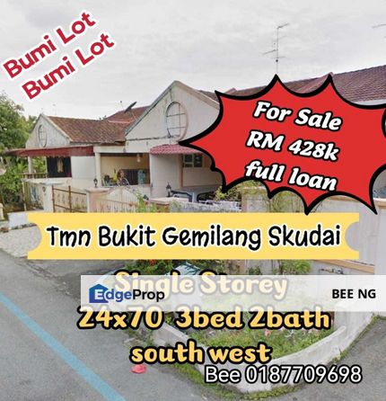 Taman Bukit Gemilang Skudai Single Storey Bumit Lot 24x70 Full Loan , Johor, Skudai