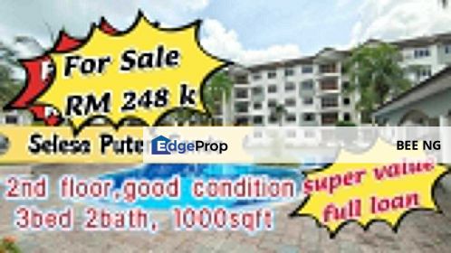 Selesa Puteri Condo low floor 3 bed good condition G&G Full Loan  , Johor, Skudai