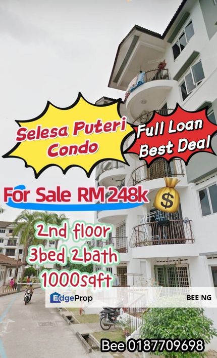 Selesa Puteri Condo 2nd floor renovate full loan best deal, Johor, Skudai