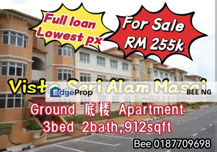 Vista Apartment Seri Alam Masai Ground Floor Full Loan Cheapest Market Price , Johor, Masai