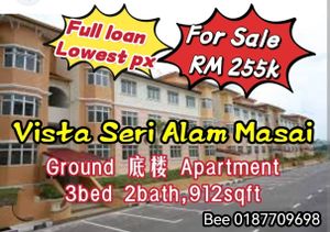 Vista Apartment Seri Alam Masai Ground Floor Full Loan Cheapest Market ...