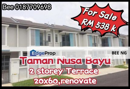 Taman Nusa Bayu Gelang Patah 2 Storey Terrace 20x60 Cheapest Price, Johor, Nusajaya