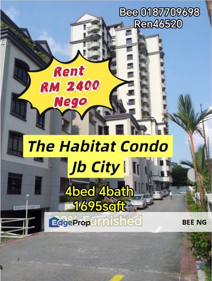 The Habitat Condo Jb City 4bed Partially Furnished for Rent , Johor, Johor Bahru