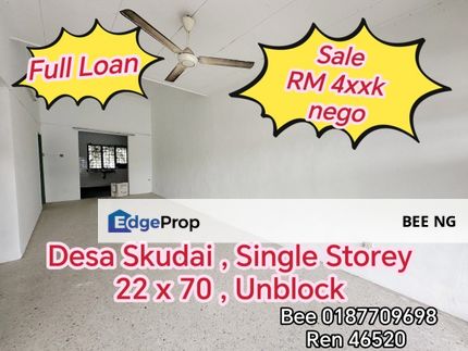 Taman Desa Skudai Full Loan Single Storey 22x70 , Johor, Skudai