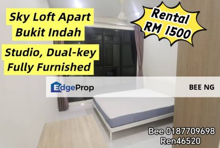 Sky Loft bukit indah dual Key Studio fully furnished for Rent , Johor, Johor Bahru