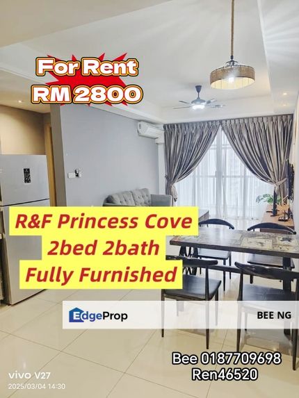 R&F Princess Cove CIQ 2bed 2bath Fully Furnished for rent , Johor, Johor Bahru