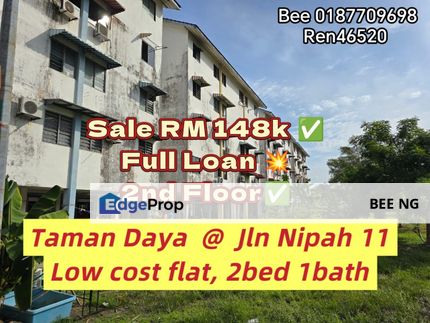 Taman Daya Jalan Nipah 11 full loan 2nd Floor flat for sale , Johor, Johor Bahru