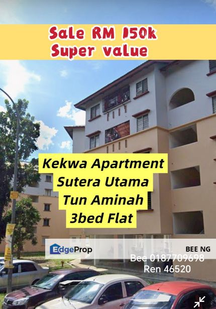 Kekwa Apartment Sutera Utama Skudai 3bed full loan for sale , Johor, Skudai