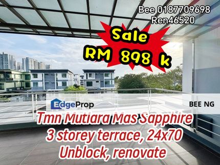 Mutiara Mas Sapphire Unblock 3 Storey Terrace 24x70 - for sale , Johor, Skudai