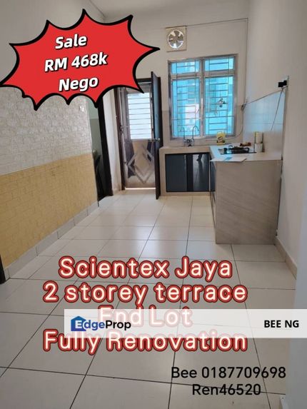 Scientex Jaya @ Senai End Lot 2 storey terrace Renovation full loan , Johor, Senai