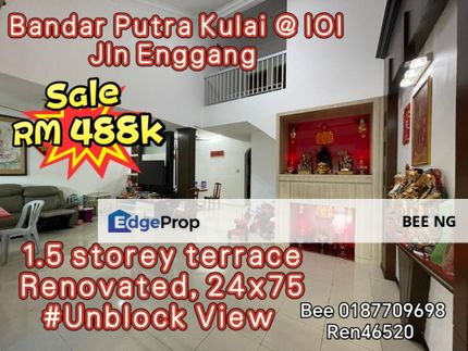 Bandar Putra Kulai IOI @ Jalan Enggang Unblock View,Renovated  1.5 storey terrace for sale , Johor, Kulai