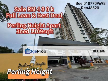 Perling Height Apartment 3bed high floor full loan for sale , Johor, Johor Bahru
