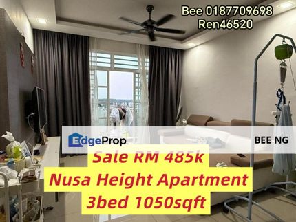 Nusa Height Apartment Gelang Patah 3bed fully furnished for sale , Johor, Gelang Patah
