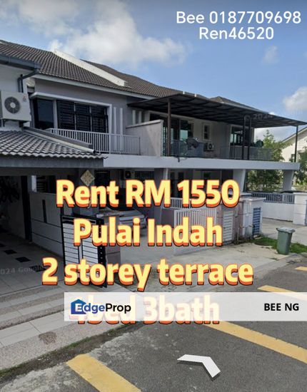 Pulai indah 2 storey Terrance for rent, Johor, Kangkar Pulai