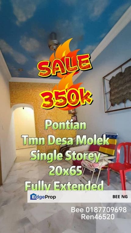 Taman Desa Molek Pontian Single Storey full loan for sale , Johor, Pontian