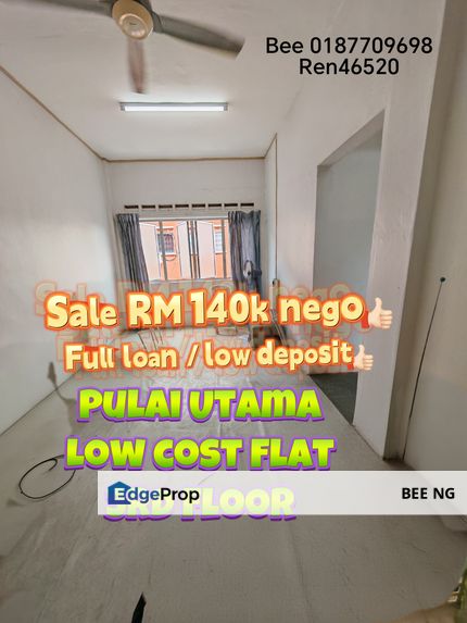 Pulai Utama Low Down payment Full Loan Flat 650sqft 3bed Renovate for sale , Johor, Skudai
