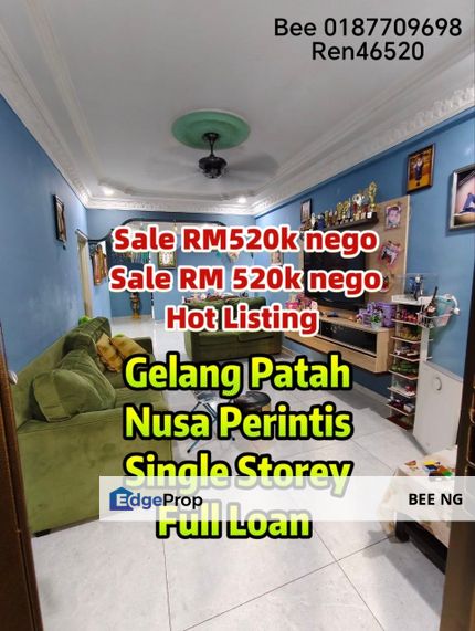 Taman Nusa Perintis  Gelang Patah Single Storey Terrace House for sale Full Loan  , Johor, Gelang Patah