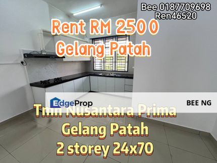 Nusantara Prima Gelang Patah 2 storey terrace 24x70 for Rent , Johor, Nusajaya