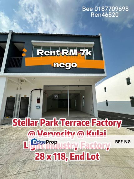 Stellar Park @ Vervocity Kulai light Industry Factory end lot for Rent , Johor, Kulai