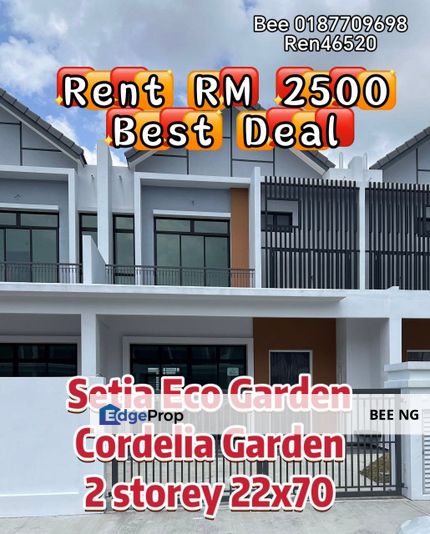 Setia Eco Garden 2 storey terrace good condition Partial Furnish for Rent , Johor, Gelang Patah