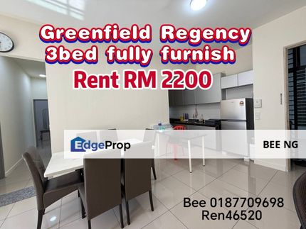 Greenfield Regency @ Tampoi 3bed fully furnished for Rent , Johor, Tampoi