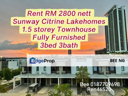 Sunway Citrine Lakehomes Medini 1.5 storey Town house for Rent , Johor, 