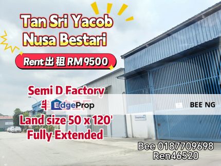 Taman Tan Sri Yaacob Semi D Factory Fully Extended for Rent , Johor, Skudai
