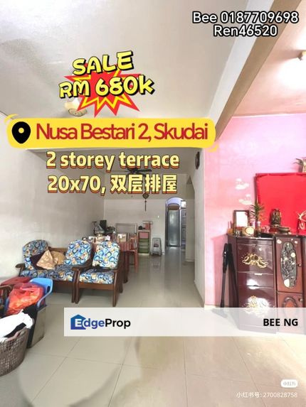 Taman Nusa Bestari 2 Skudai 2 storey terrace 20x70 For Sale , Johor, Skudai