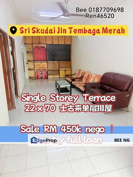 Taman Sri Skudai Jalan Tembaga Merah Single Storey Terrace House for sale Full Loan , Johor, Skudai