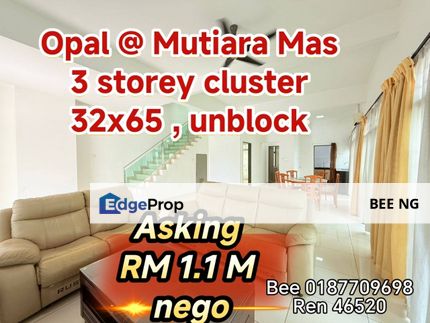 Opal @ Mutiara Mas 3 storey cluster for sale , Johor, Skudai