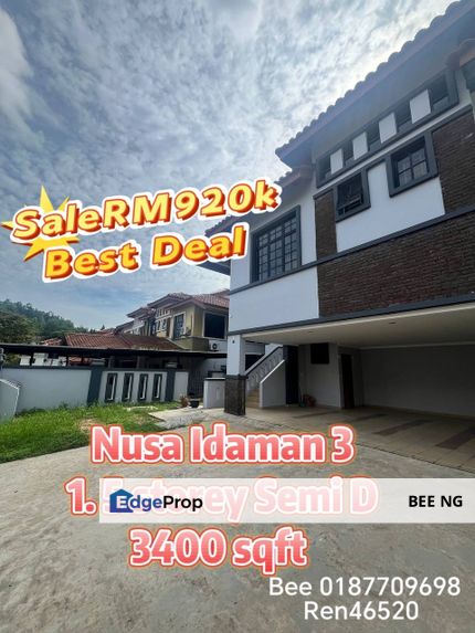 Nusa Idaman 3 1.5 storey Semi D below market price for sale , Johor, 