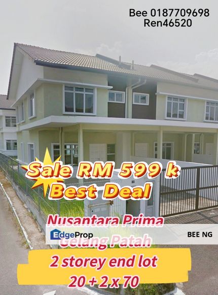 Nusantara Prima Gelang Patah 2 storey terrace End Lot for sale , Johor, Gelang Patah